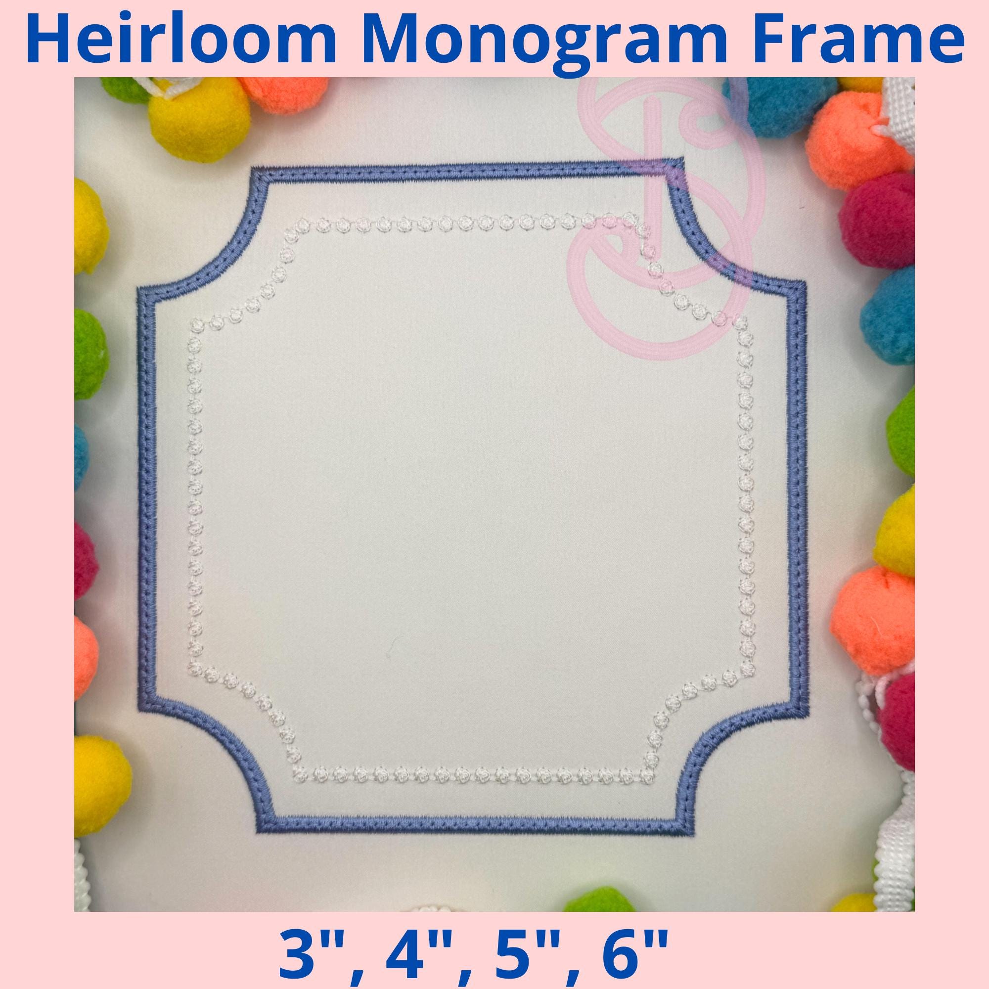 Heirloom Monogram Frame Preppy Embroidery Design | French Knot, Satin ...