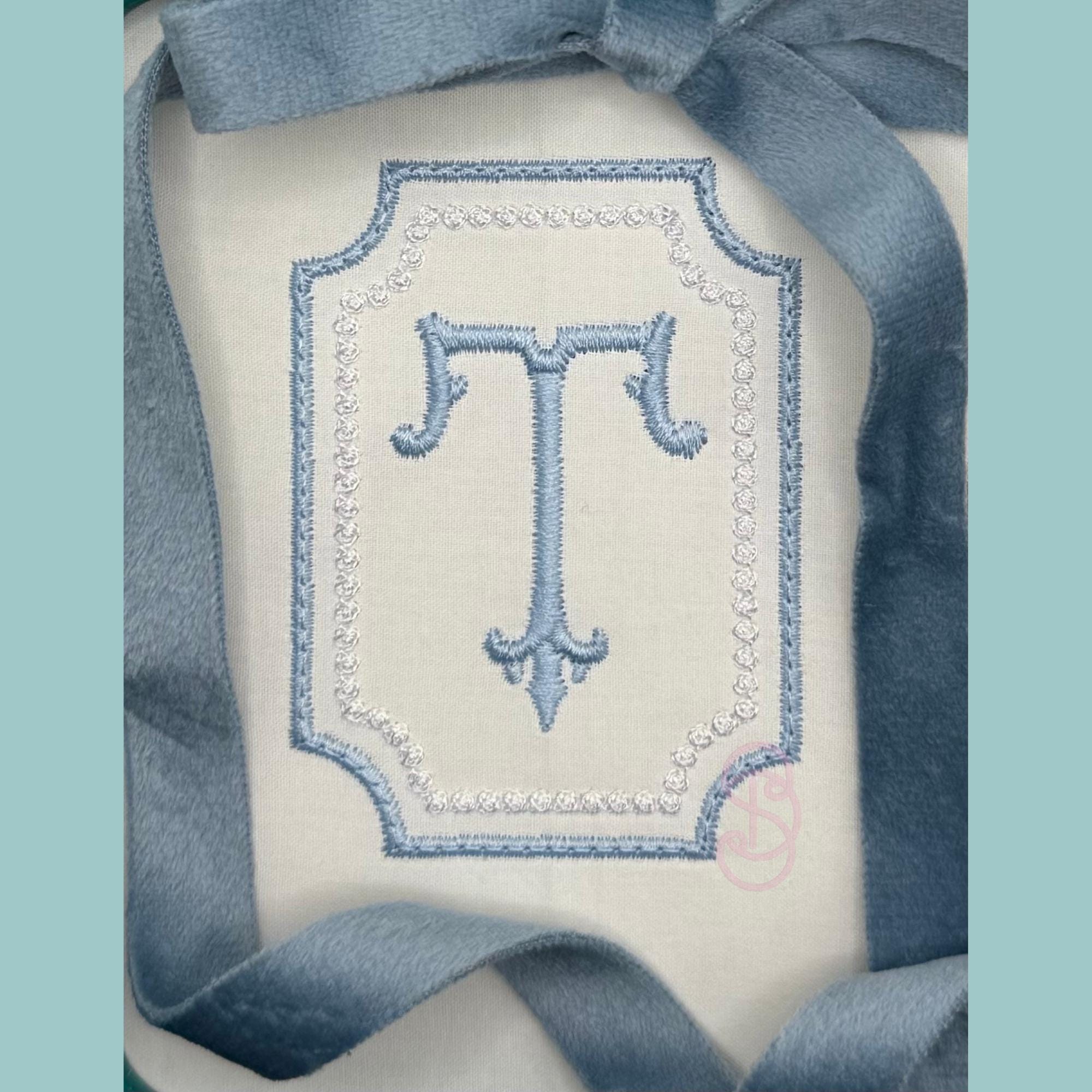 Rectangular Monogram Frame Embroidery Design With French Knot Border - Etsy