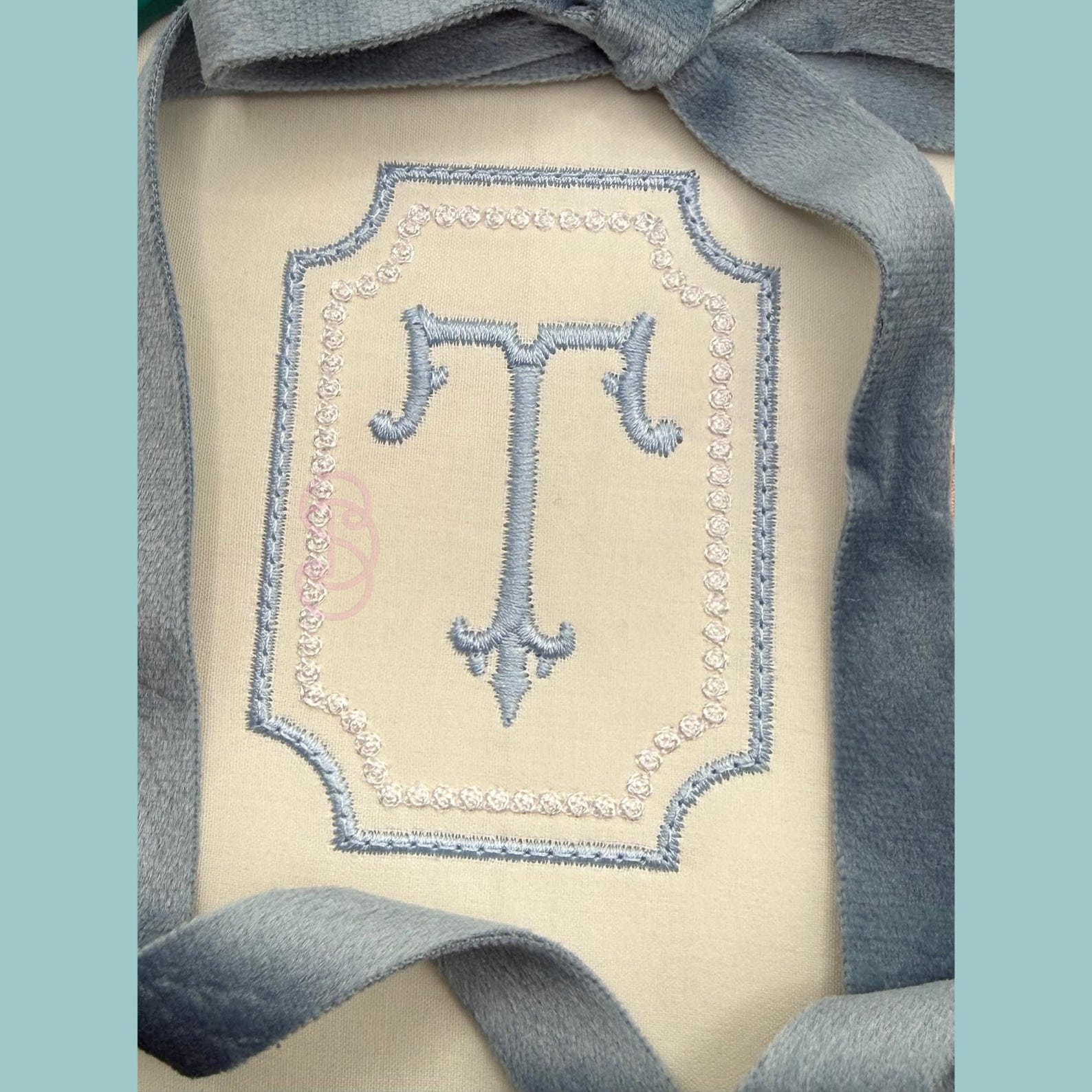 Rectangular Monogram Frame Embroidery Design With French Knot Border - Etsy