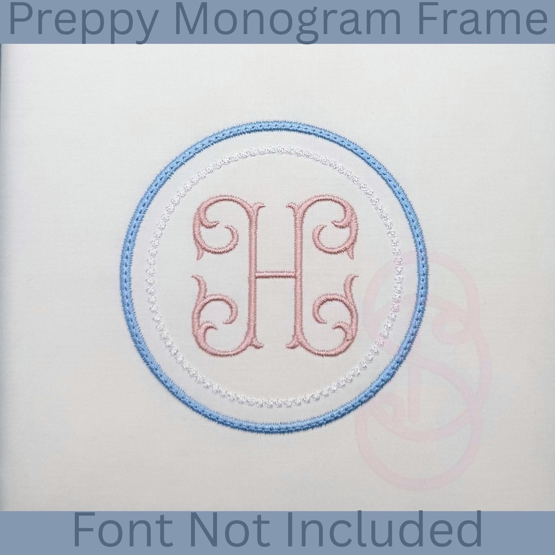 Preppy Monogram Frame Embroidery Design | Round Heirloom Border ...