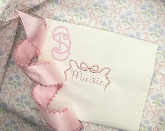 Satin Vintage Heirloom Bow Machine Embroidery Design, Monogram Topper (Instant Download)
