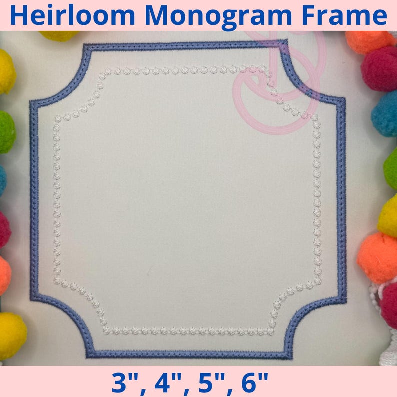 Heirloom Monogram Frame Preppy Embroidery Design | French Knot, Satin ...