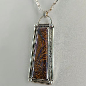 Handmade Australian Boulder Opal silver pendant necklace