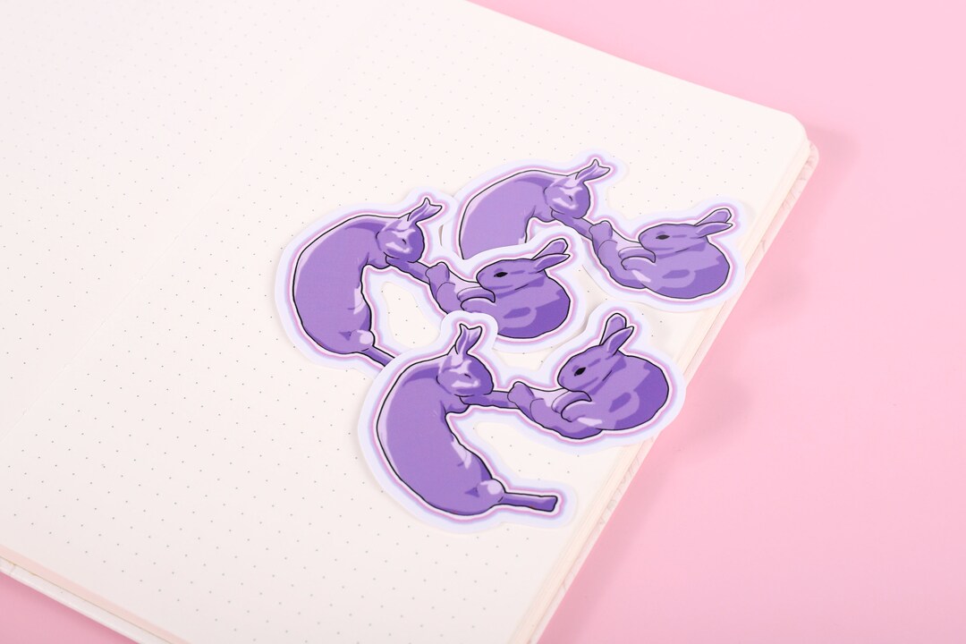 Pink Rabbit Fight Funny Bunny Battle Sticker - Cute Rabbit Fight - Gold, Pink, Purple ...