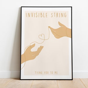 Invisible String Print, Girly Wall Art, Preppy Wall Art, Dorm Room Decor Wall Art, Swiftie Gift