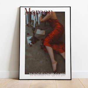 Maroon Print, Midnights Song Poster, Retro Girly Wall Art, Funky Print, Dorm Room Decor, Swiftie Gift