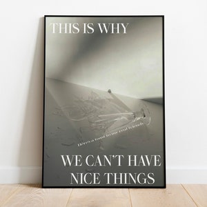 May include: A black and white photograph of a broken glass on a white surface with the text "THIS IS WHY Here's a toast to my real friends WE CAN'T HAVE NICE THINGS".