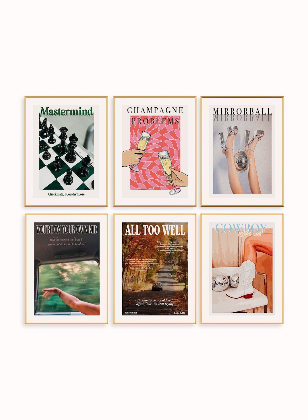 Set of 6 Best Seller Prints, Digital Download, Art, Gift, Wall Art Posters, Preppy Girly Dorm Room