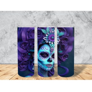 Sugar Skull 20oz Tumbler Wrap, Sublimation Design, Tumbler Template