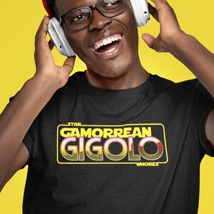 Gamorrean Gigolo Unisex T-shirt Graphic Tee, Mens Humorous Sci-fi Film T Shirt, Womens Space Opera Tshirt Top