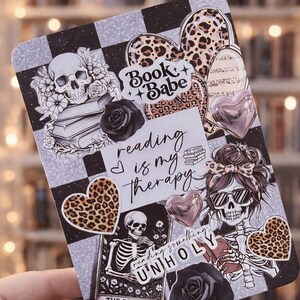Kindle INSERT | checker board skull dark gothy vibes | leopard checkered book babe