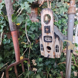Rustic Gothic Church Birdhouse