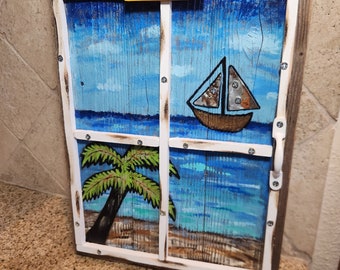 Mother's Day Beach Window Wall Painting