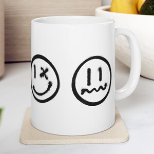 Funny Faces mug, coffee, mug, happy face, housewarming gift, funny coffee mug, cute coffee mug, gift for friend, 11 oz, 15 oz