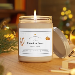 Pumpkin Spice, Fall Candle, Autumn Candle, Pumpkin Soy, Fall, Scented Candle Favor, Candle Gift, Gift Her, Housewarming Gift Thanksgiving