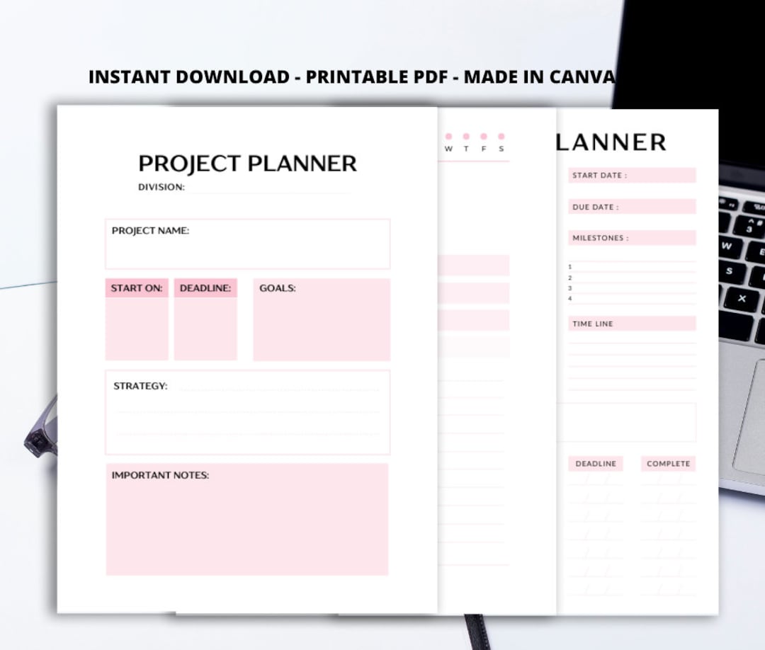 Project Organizer | Work Planner Printable | Office Task Tracker ...