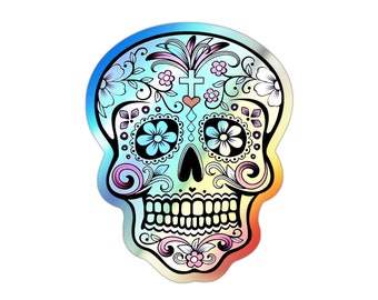 Holographic Dia De Los Muertos, Cinco De Mayo, Viva Mexico,  Skeleton Sticker, Skull Sticker, Colorful Skeleton, Day of the dead, Latin