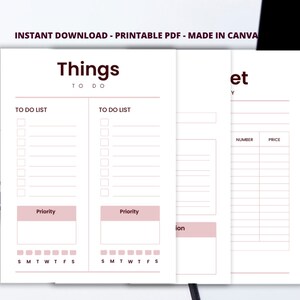 Tagesplaner, Wochenplaner, Monatsplaner, druckbarer Planer, Planerset, Planereinsätze, Sofortdownload, A4/A5/Letter