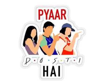 Pyar Dosti Hain ステッカー、ヒンディー語映画、ボリウッド ステッカー、シャールク カーン、面白いボリウッド ステッカー、ヴィンテージ ボリウッド ステッカー、ノスタルジック、1990