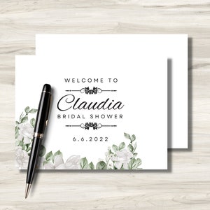 Blanc vert rustique élégant douche nuptiale Welcome Yard Sign carte taille standard « 14,8 X 10,5 » papier cartonné ou papier