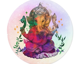 Ganesha Sticker, Eternal Bliss Logo, Ganesh Lucky decal, Hindu God Sticker, Elephant, Buddha, Yoga, Rangoli, Holi, Relgious Stickers