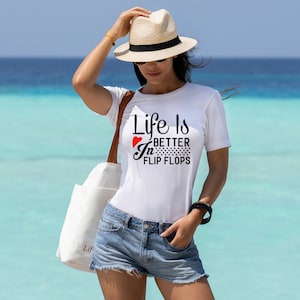 Das Leben ist besser in Flip-Flops T-Shirt | Sommer Bademode | Unisex Casual Tee | Geschenk für Strandliebhaber | Weiche Baumwolle | &quot;Verschiedene Farben & Größen&quot;