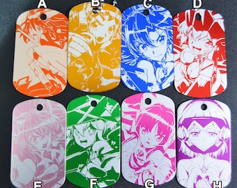 Llavero de metal Symphogear, etiqueta de aluminio grabada con láser