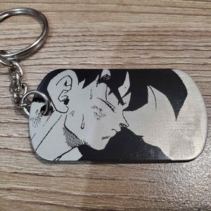 Dragon Ball Z Keychain Goku vs Frieza, laser etched tag anime manga metal DBZ