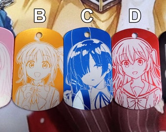 Llavero de metal de Bocchi the Rock, etiqueta grabada con láser