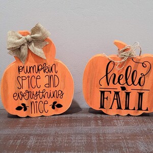 Pumpkin Wood Decor, Hello Fall Decor, Pumpkin Spice Decor, Fall Tabletop Decor
