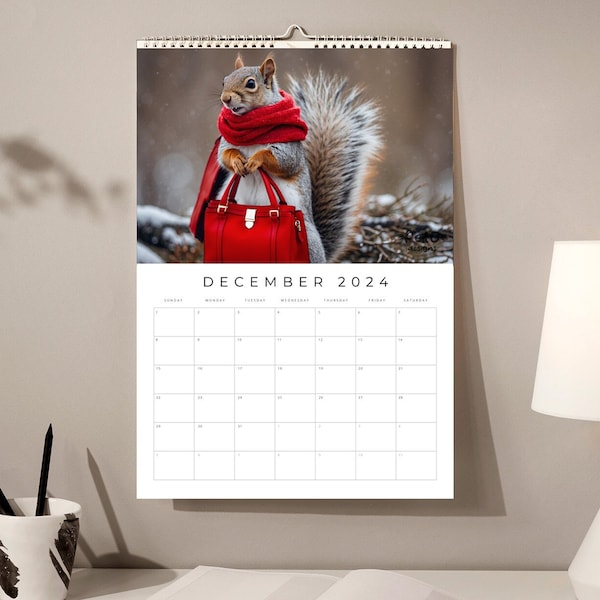 Funny Animals Calendar 2024 Funny Pet Dog Cat Bear Chicken Racoon Calendar With Humor A4 Digital Pdf Calendar