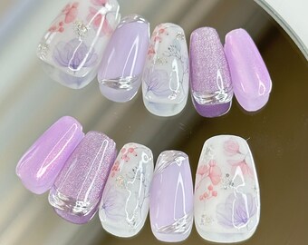 Floral Nails | Gel Nails | Spring Nails | Summer Nails | Press On Nails | Cat Eye Nails | Korean Nails | Japanese Nails | Chrome Nails