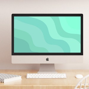 Desktop Wallpaper Mint Green Boho - Abstract Minimalist | Computer/PC/Laptop Background | Modern Design | Digital Instant Download