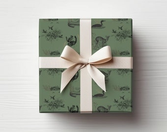 Wrapping Paper: Vintage Deer, Vintage Hunting, Forest