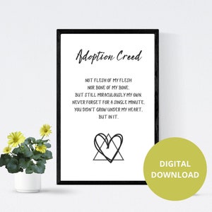 Adoption Creed | Adoption Printable | Adoption Gift | Adoption Quote | Adoption | Printable Wall Art | Digital Download