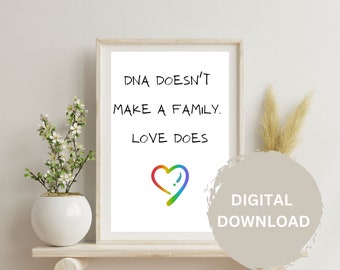 DNA Doesn't Make a Family | Love | Adoption Printable | Adoption Gift | Adoption Quote | Adoption | Printable Wall Art | Digital Download