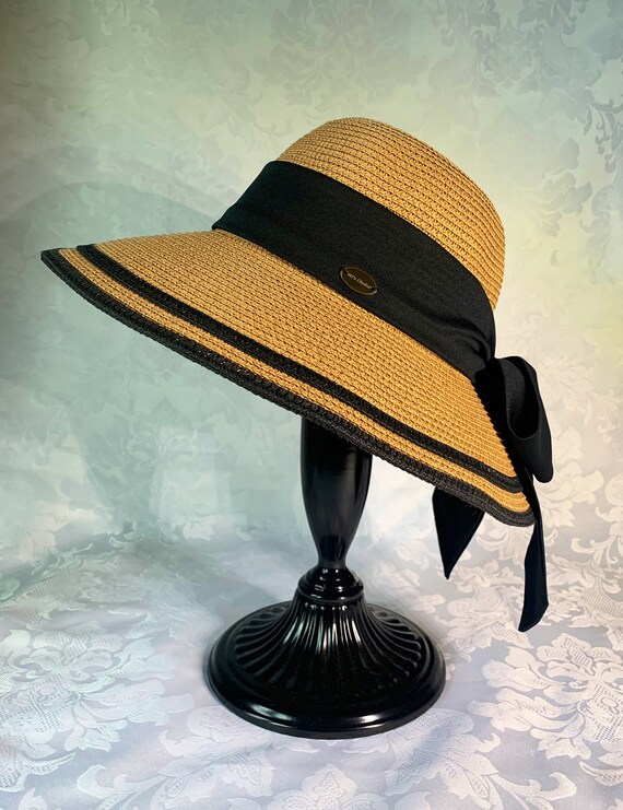 Black Trimmed Hat, Elegant Bell Shaped Hat, Wide Brim  display picture 3