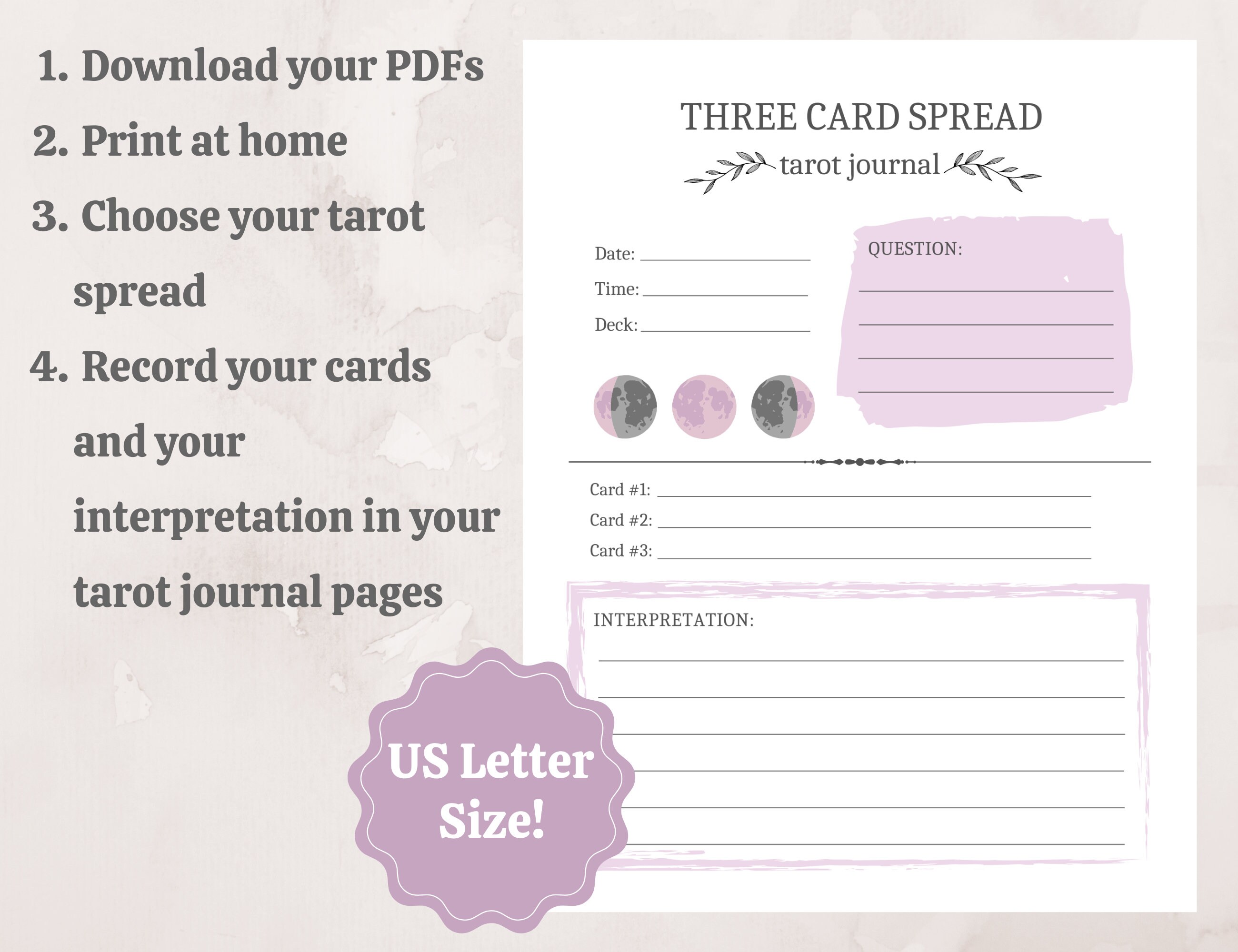 Tarot Spread Printableprintable Tarot Journaltarot Spread - Etsy
