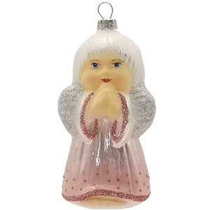 Angel 11 cm, pink, Schatzhauser Christmas tree decoration, Lauscha Glass Art
