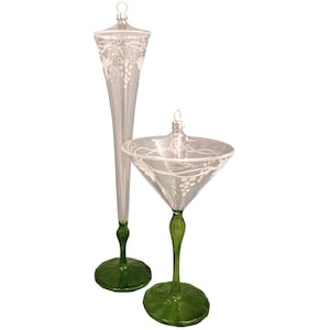 Glass set, champagne glass & wine glass - Schatzhauser glass jewelry made from Lauscha glass