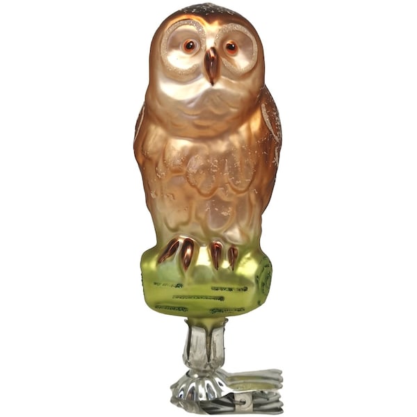 Owl, Kautz 12 cm, Schatzhauser Christmas tree decoration, Lauschaer glass art
