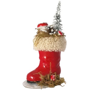 Stivale di Babbo Natale 15 cm rosso decorato Decorazione natalizia nostalgica
