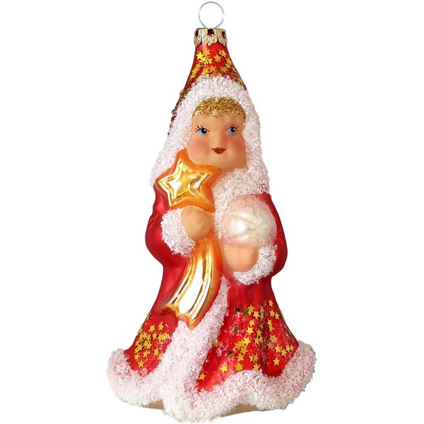 Star child with star of Bethlehem red 14 cm Thuringian glass Christmas decoration Schatzhauser
