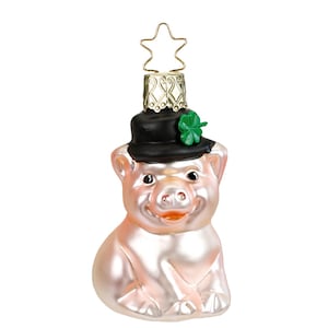 Lucky Pig 6.5 cm Inge-Glas Lucky Charm Christmas Decoration