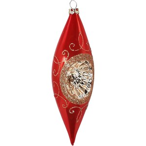 Reflex Olive 15cm, Orange opal, Spitzenbordüre - Schatzhauser Weihnachtsschmuck