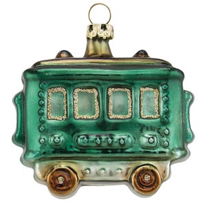 Railway wagon, wagon 7 cm Schatzhauser Christmas decoration, glass art Lauscha
