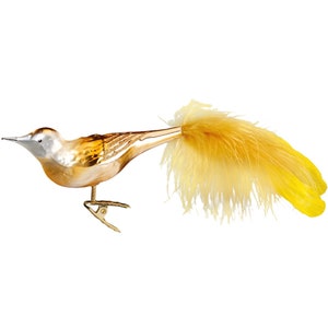 Golden Bird, bird, glass bird 11 cm Inge-Glas® Christmas decoration