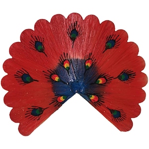 Peacock tail red Ø 14 cm fiberglass Christmas tree decoration