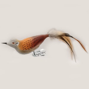 Turtledove 15 cm, bird, natural feathers - Lauscha Glass Art, Schatzhauser
