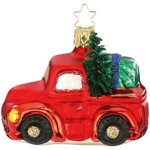 Truck, car 6.5 cm, Christmas tree decoration Inge-Glas® Manufactory